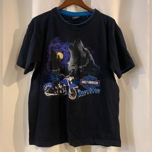 Vtg Harley Davidson Stratman Wolf Motorcycles Chopper Purple Shirt Biker Rider L